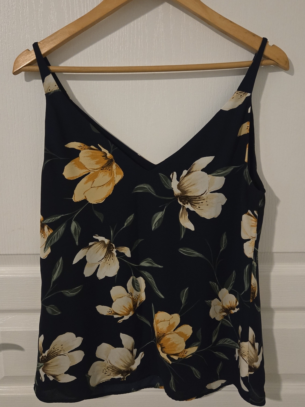 RW&CO. Navy Floral V-Neck Camisole with Yellow & Cream Blooms